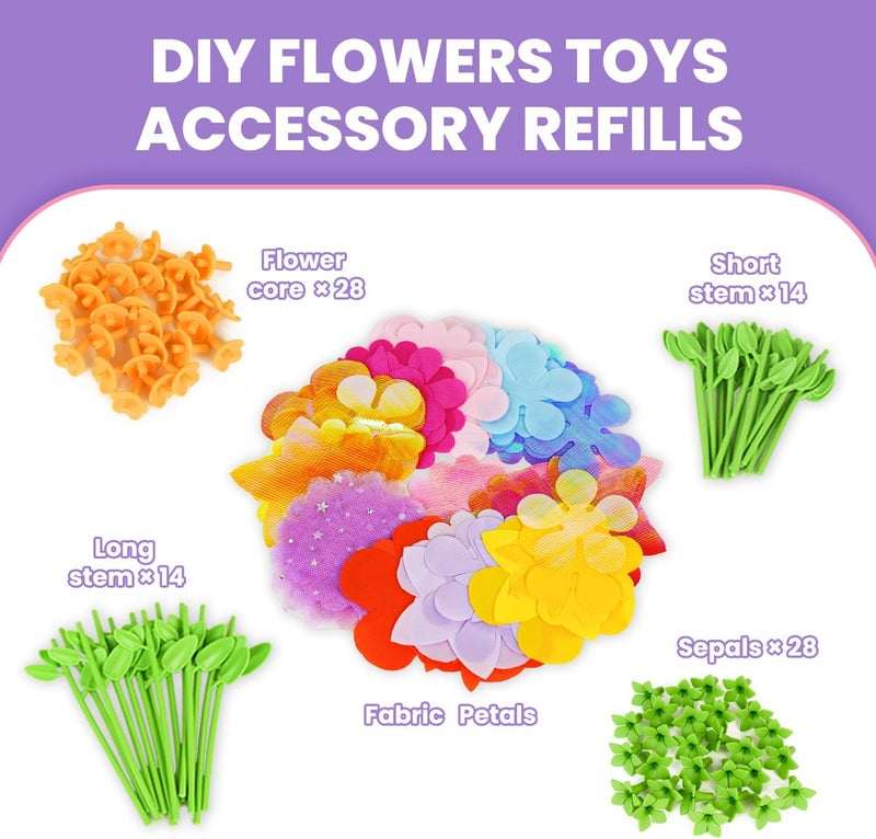 windpaint DIY Fabric Flower Bouquets Toys Accessories, DIY Craft Kits Flowers Accessories for Toddler Kids,Birthdays Gifts (Colorful) - Image 2